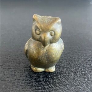 Miniature Owl Solid Brass Hand Carved - Adorable Collectible